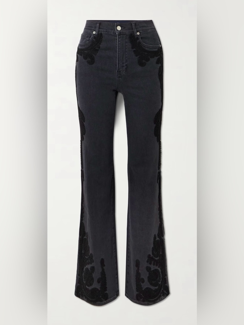 VERONICA BEARD
Crosbie high-rise embroidered slim wide-leg jeans